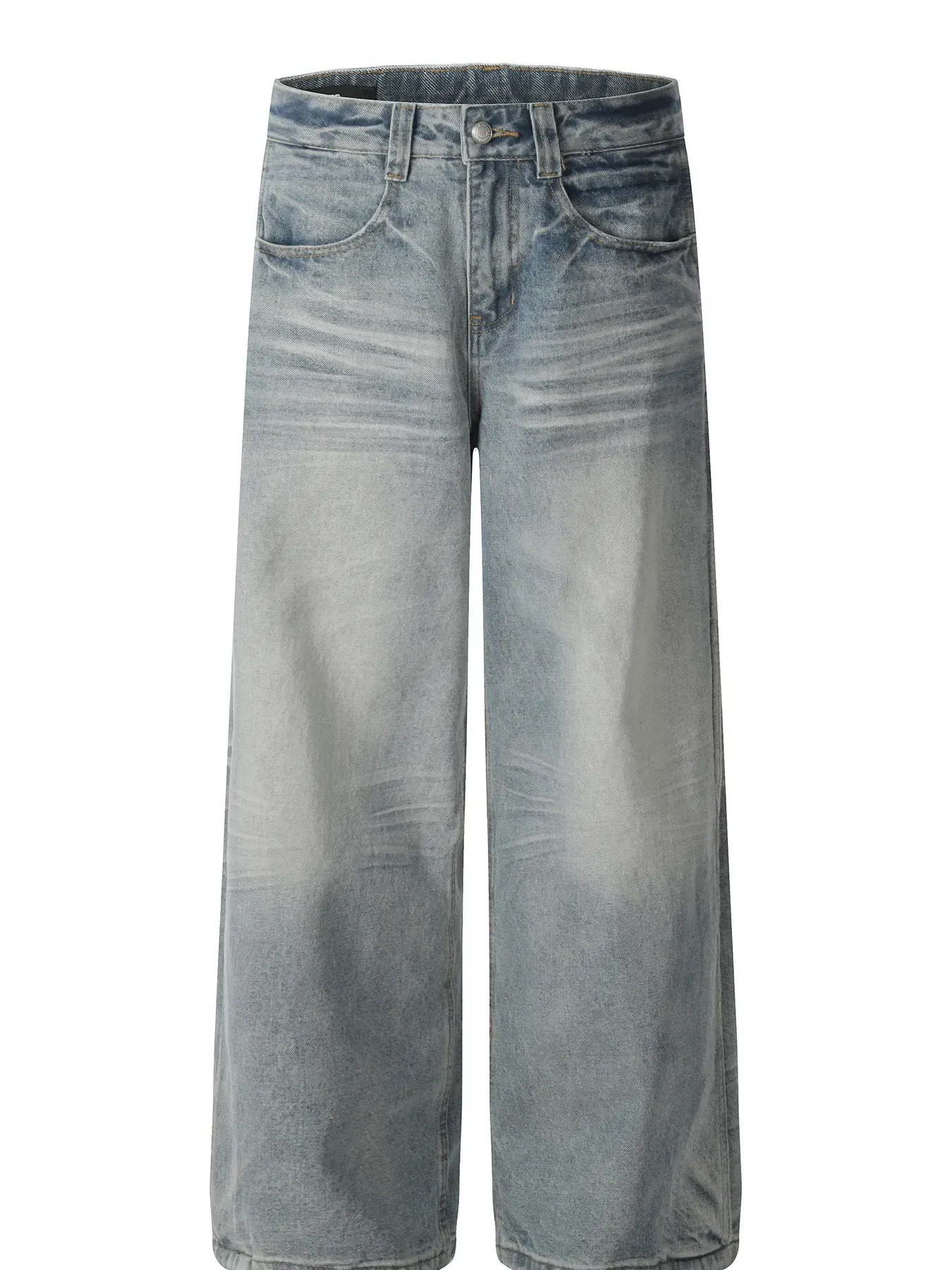 Men's Wide Leg Wash Denim Jeans