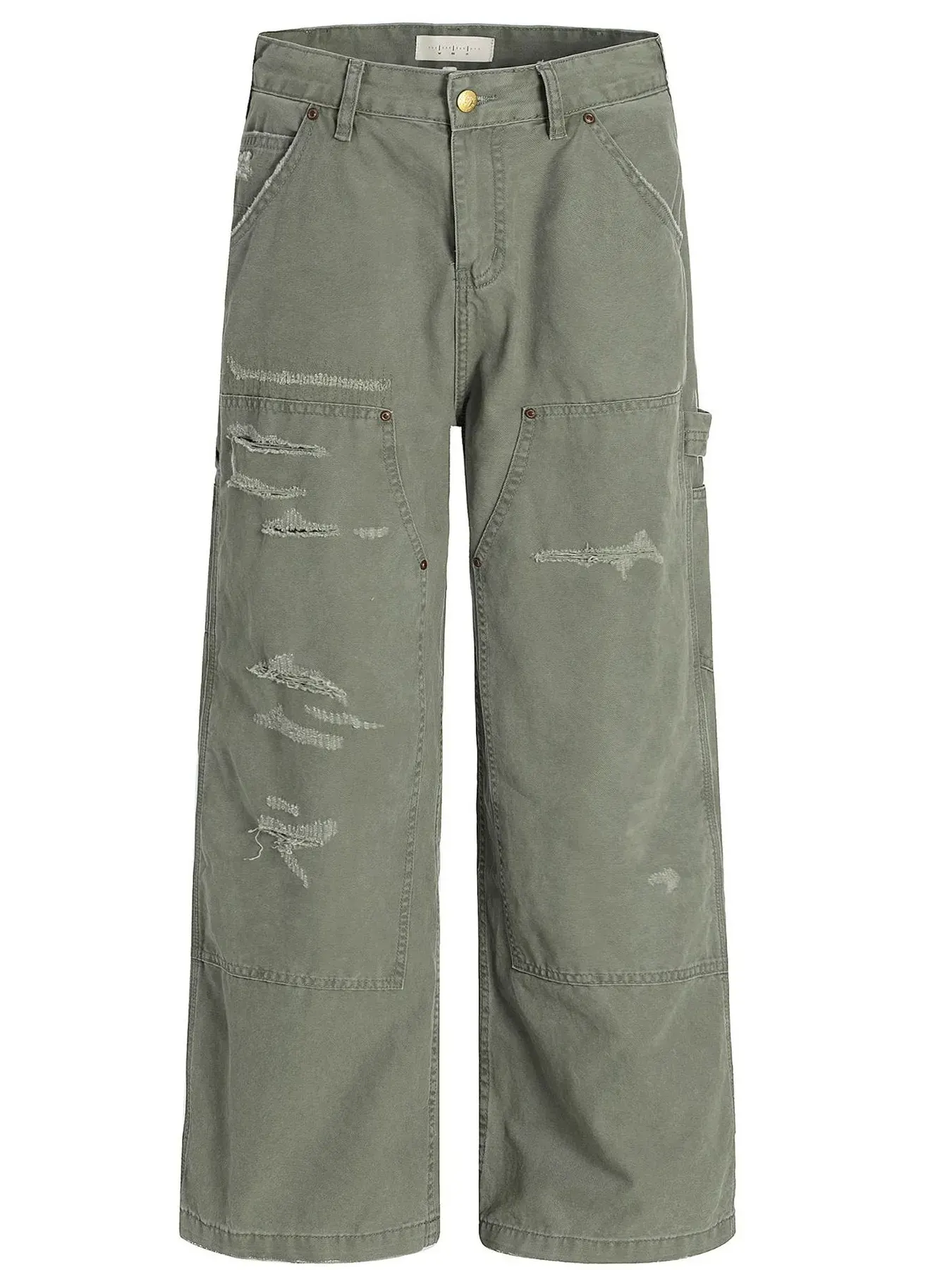 Men's Distressed Wide-Leg Carpenter Pants