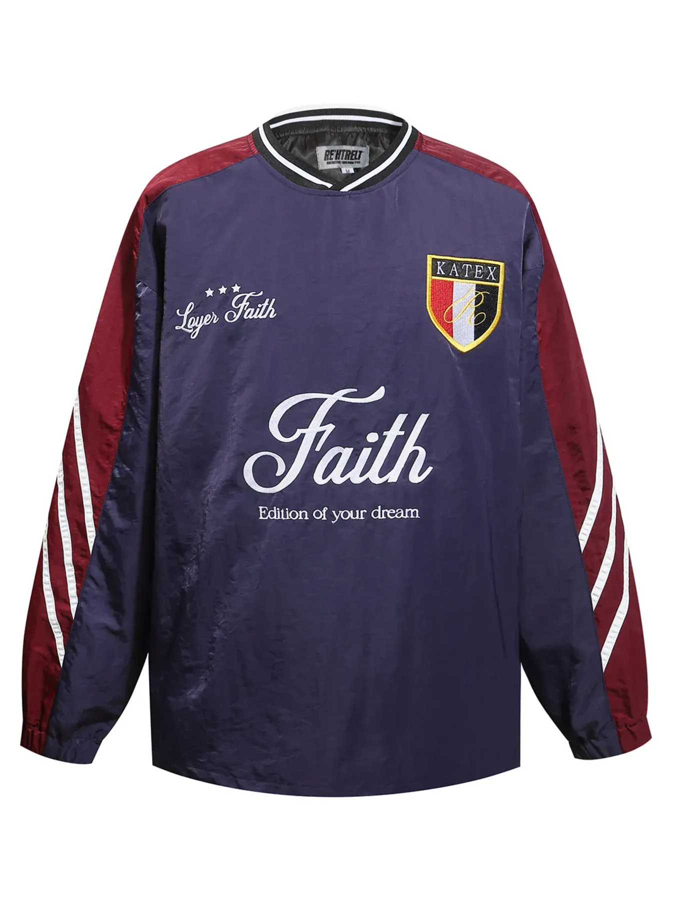 Men's Contrast Pullover Windbreaker with Embroidered Detail