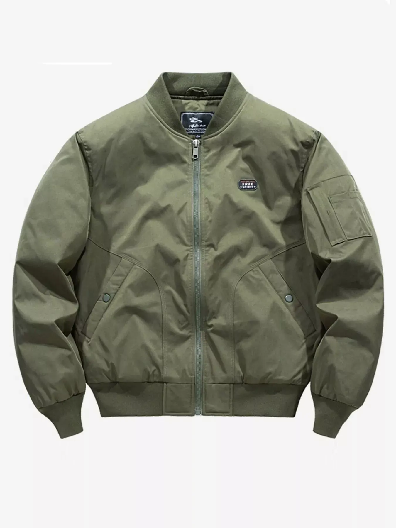 Men's Plus Size Bomber Jacket with Zipper
